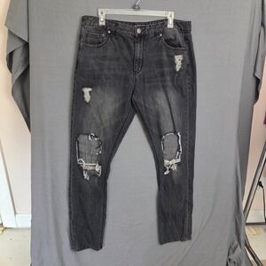 Jaywalker Mens Distressed Denim Jeans Faded Black Size 36 Grunge Streetwear
